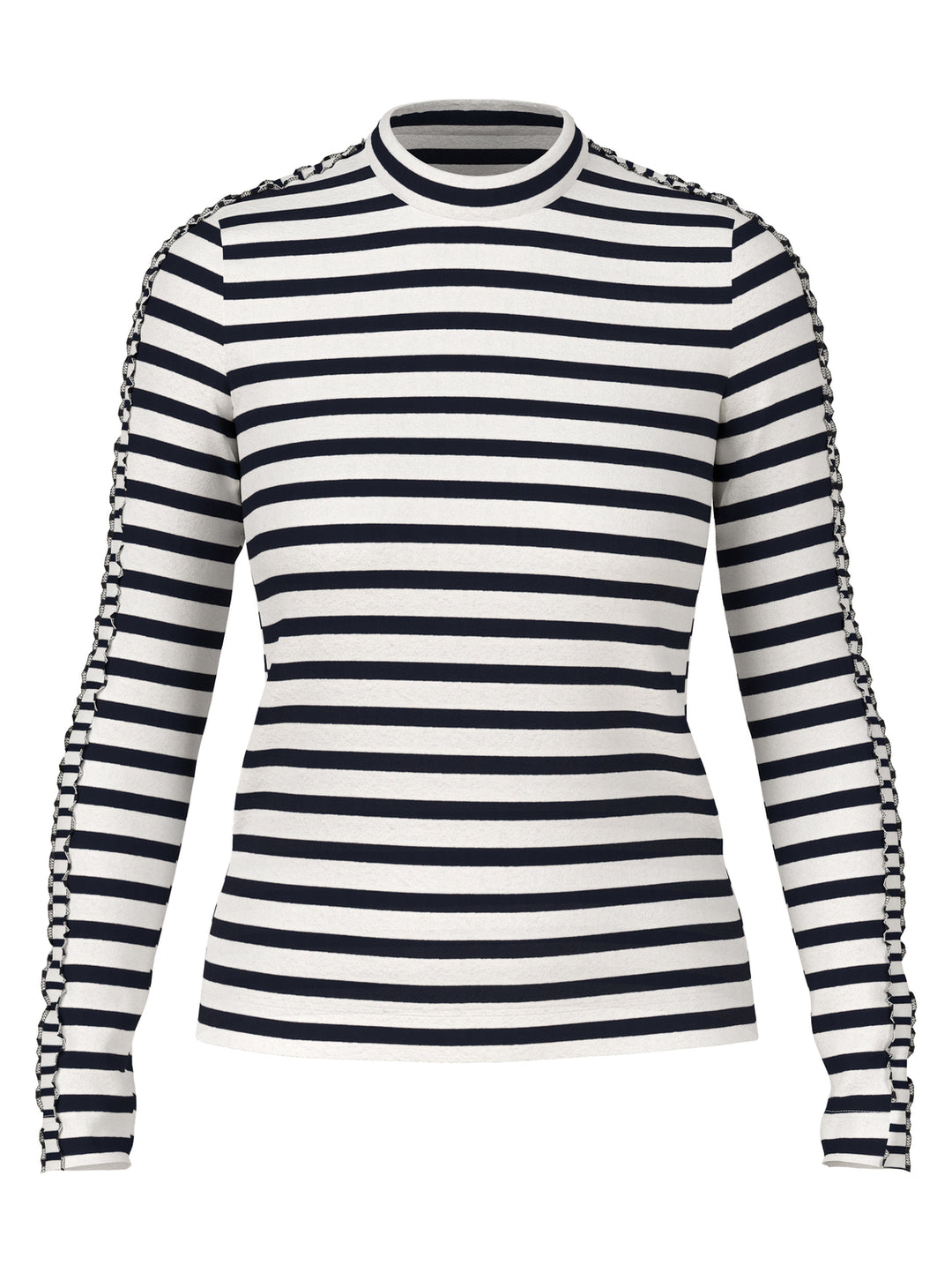 Marc Cain Maritiem Shirt Lange Mouw – Blauw-94% katoen, 6% elasthaan-DAMES TOPS & BLOUSES-Blauw