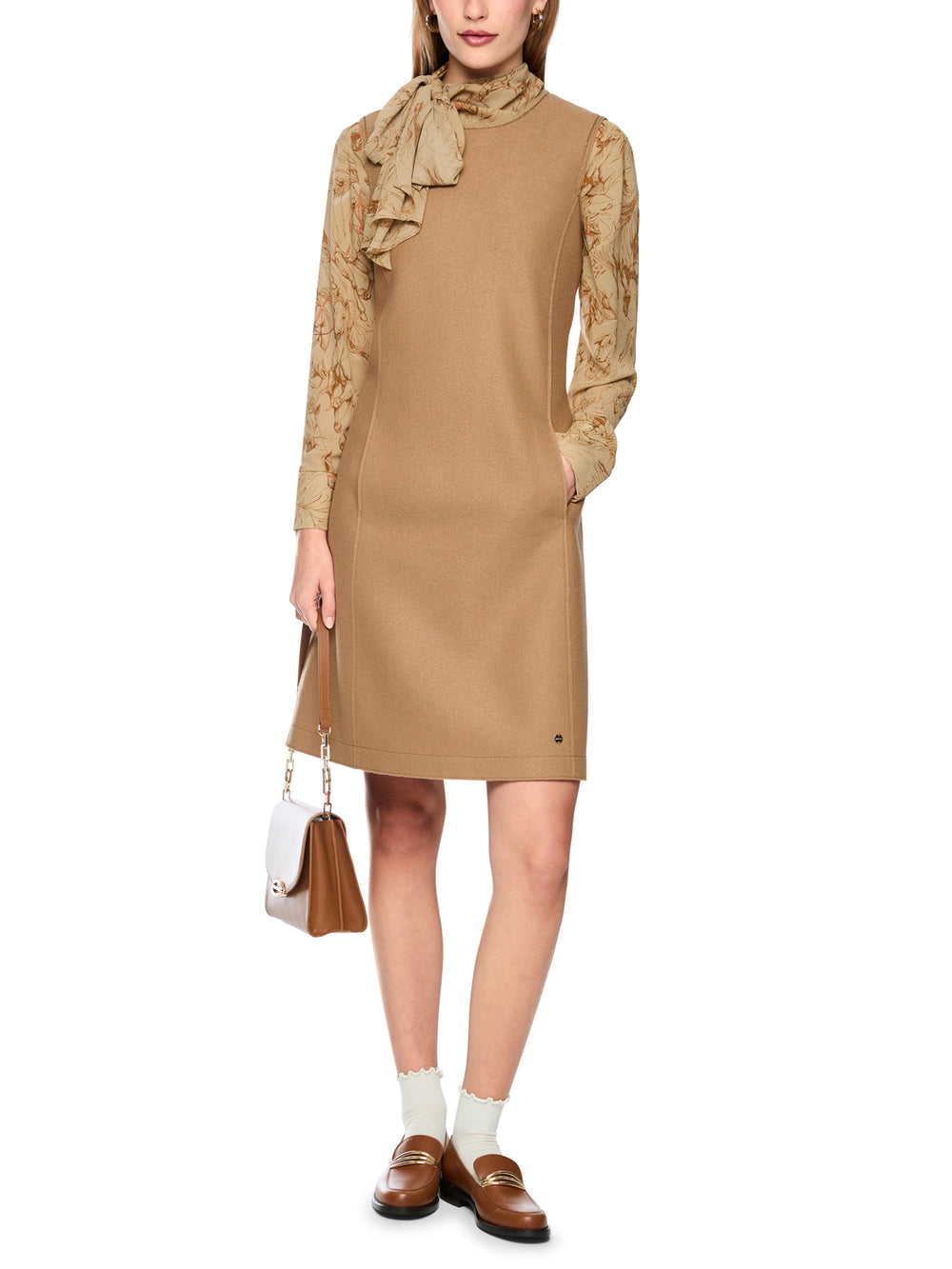 Marc Cain Mini-jurk van Gewalkte Wol – Bruin-100% wol-DAMES JURKEN-Bruin