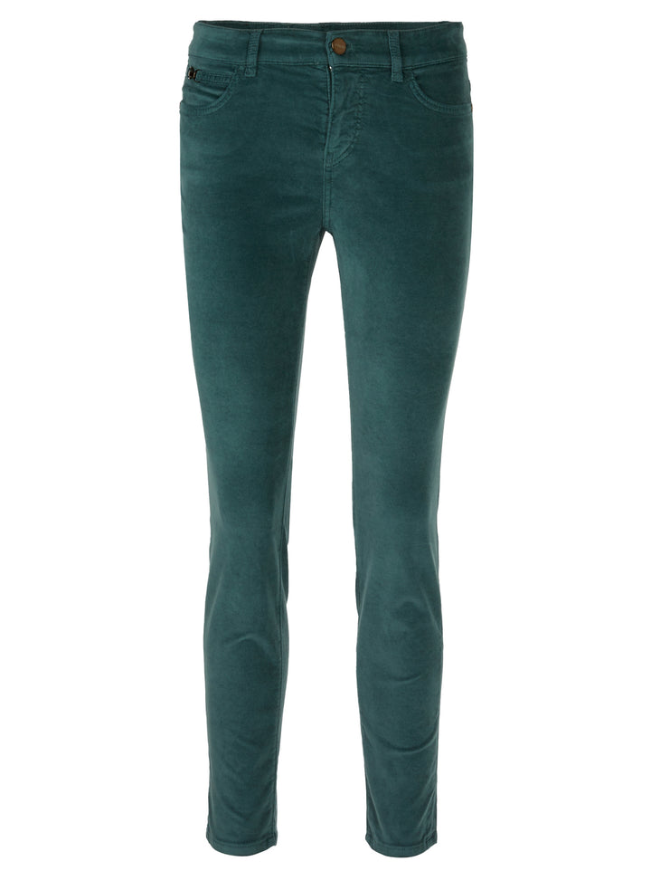 Marc cain Model SILVI in fluweelzacht materiaal-54% katoen, 35% modal, 8% polyester, 3% elastaan (Lycra®)-DAMES BROEKEN-Groen