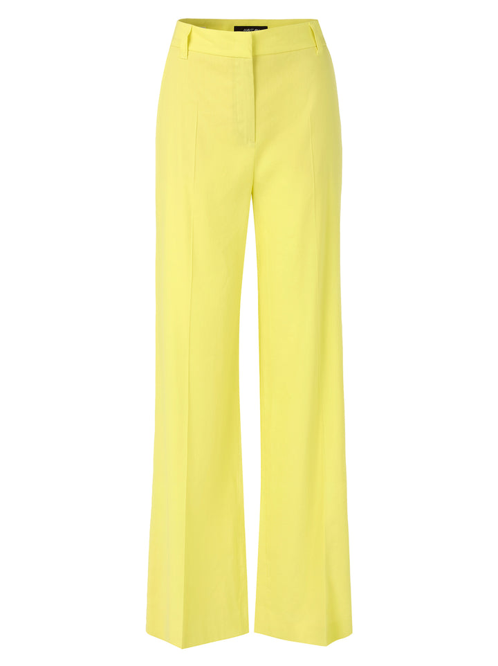 Marc Cain model WAUKEE met linnen-62% linnen, 35% viscose, 3% elastaan-DAMES BROEKEN-Geel