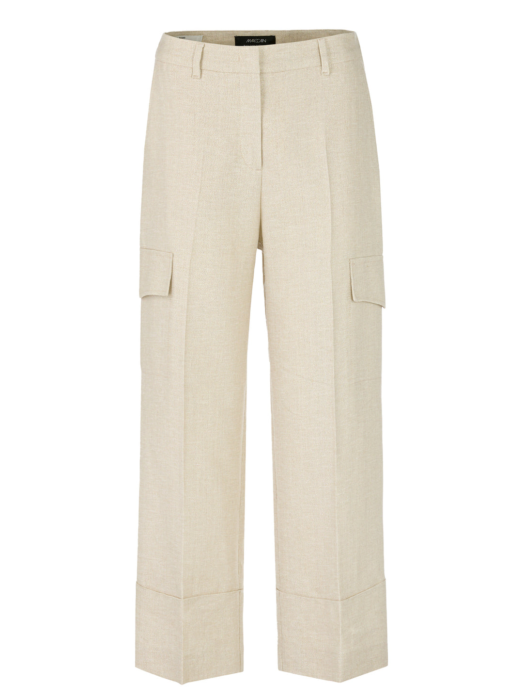 Marc Cain model WUKARI - broek met hoge taille-68% linnen, 18% Polyester,gemetalliseerd , 14% viscose-DAMES BROEKEN-Beige