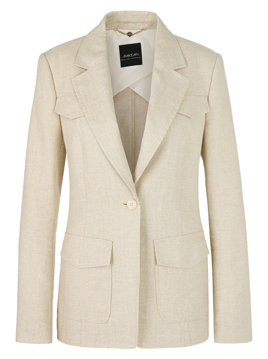 Marc Cain nauwsluitende blazer in utility-stijl-voering: 51% polyester, 49% elastomultiester<br />algemene: 68% linnen, 1