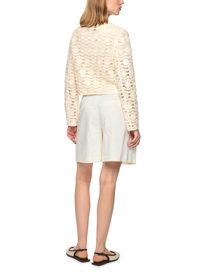 Marc Cain Opengewerkt vest met Kraaltjes – Beige-80% katoen, 8% polyester, 2% elastaan-DAMES TRUIEN & VESTEN-Beige