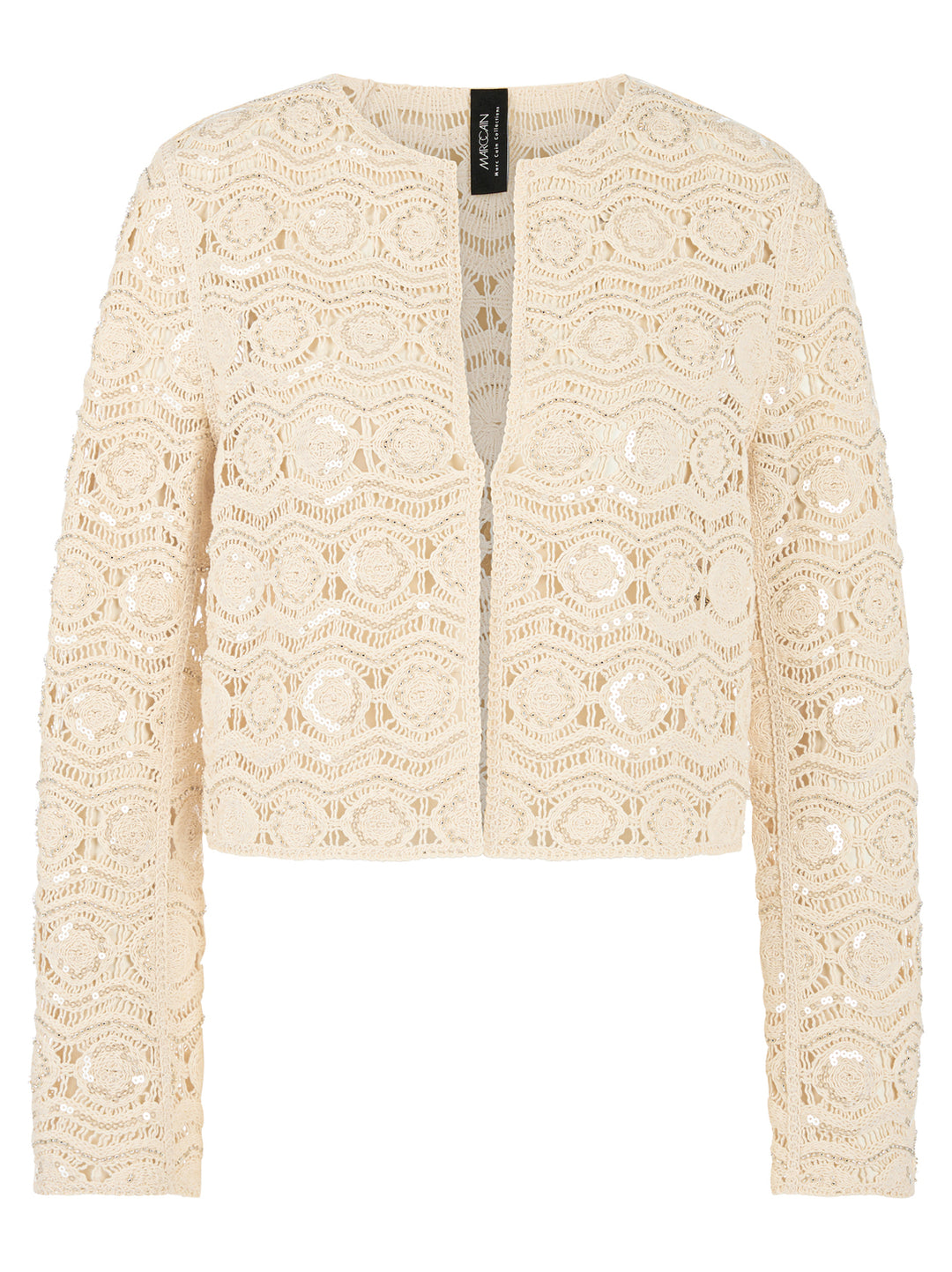 Marc Cain Opengewerkt vest met Kraaltjes – Beige-80% katoen, 8% polyester, 2% elastaan-DAMES TRUIEN & VESTEN-Beige