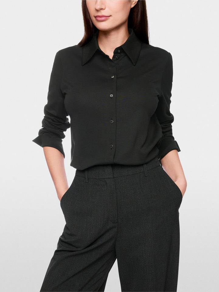 Marc Cain Overhemdblouse – Zwart-95% katoen, 5% elasthaan-DAMES TOPS & BLOUSES-Zwart