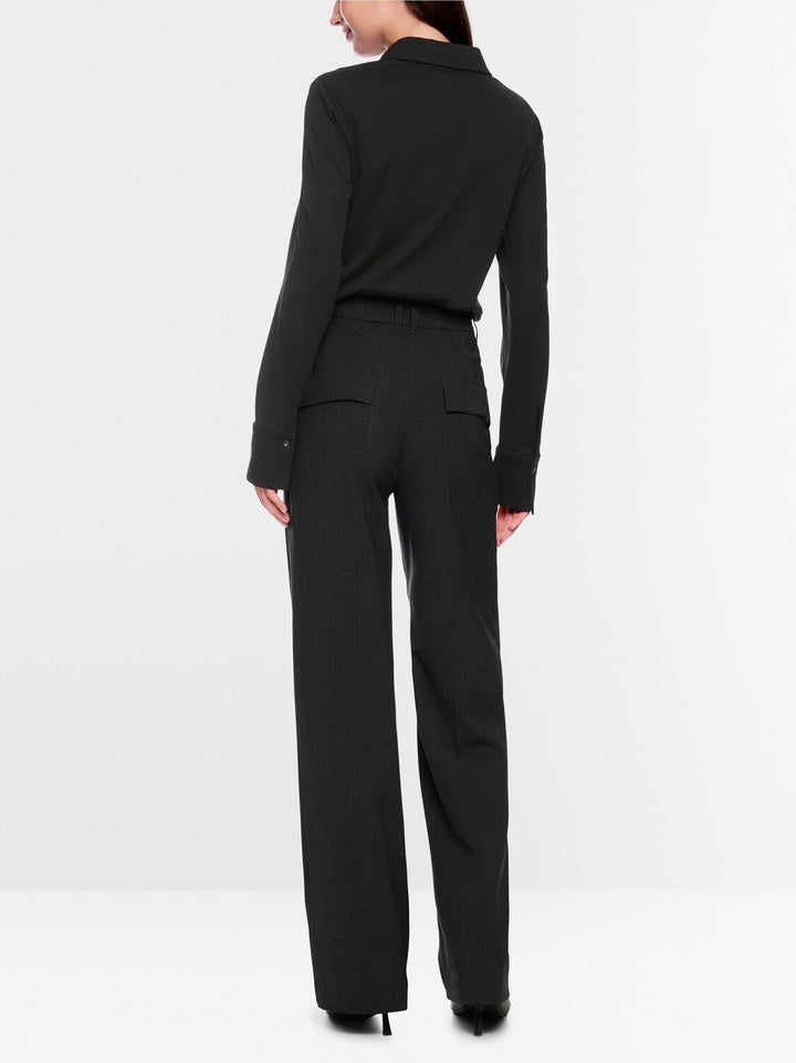 Marc Cain Overhemdblouse – Zwart-95% katoen, 5% elasthaan-DAMES TOPS & BLOUSES-Zwart