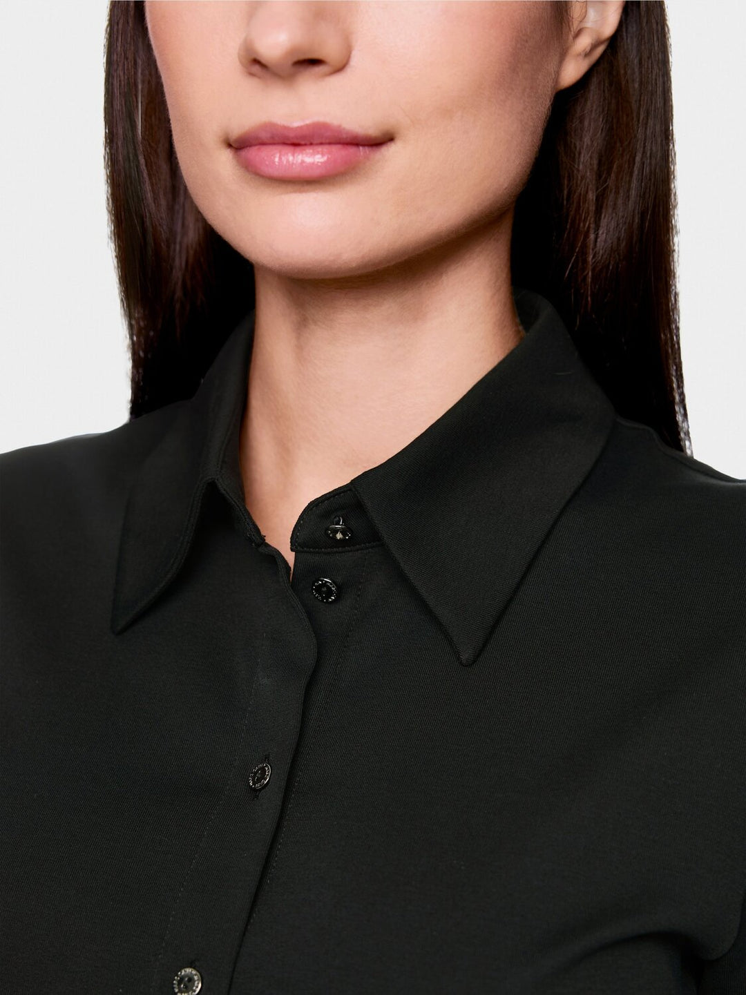 Marc Cain Overhemdblouse – Zwart-95% katoen, 5% elasthaan-DAMES TOPS & BLOUSES-Zwart