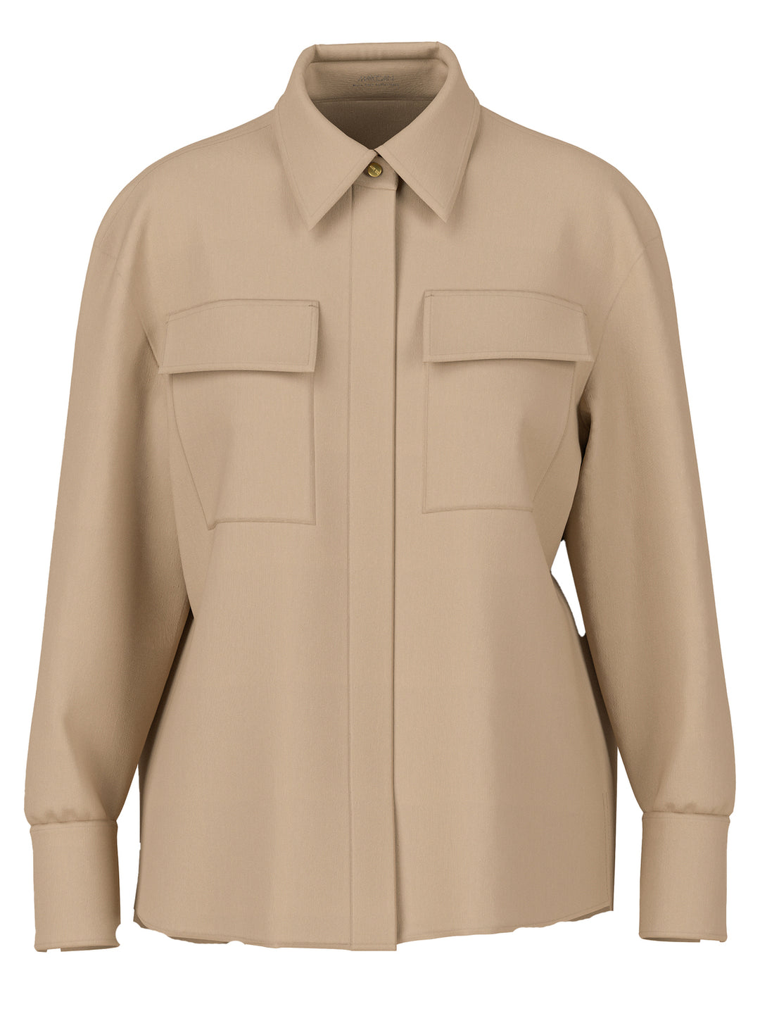 Marc Cain oversized overhemdblouse utility-stijl-62% linnen, 35% viscose, 3% elastaan-DAMES TOPS & BLOUSES-Beige