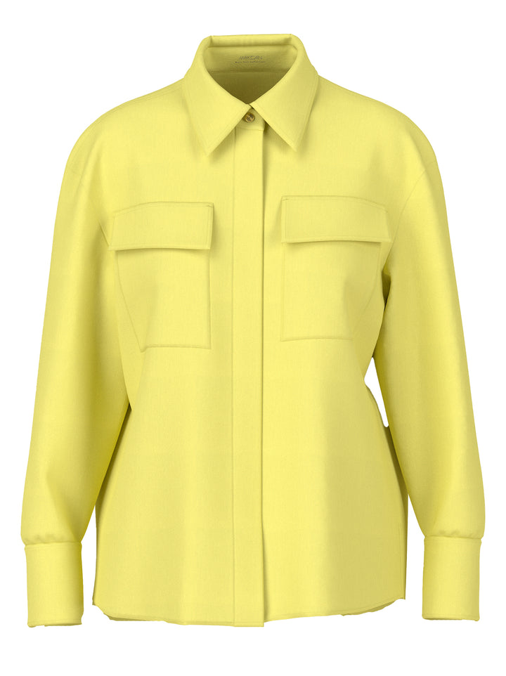 Marc Cain oversized overhemdblouse utility-stijl-62% linnen, 35% viscose, 3% elastaan-DAMES TOPS & BLOUSES-Geel