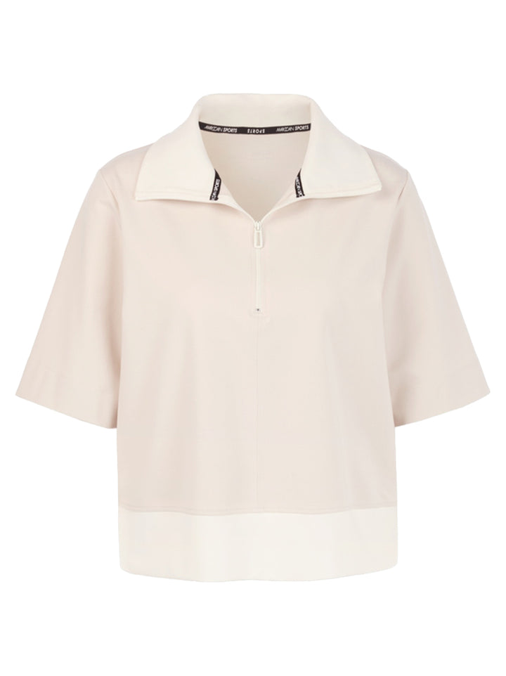 Marc Cain Oversized polo met troyerhals – Room-47% katoen, 47% modal, 6% elastaan-DAMES TOPS & BLOUSES-Room