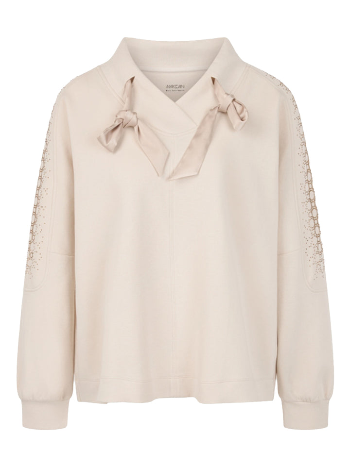 Marc Cain Oversized sweatshirt met hotfixsteentjes-77% katoen, 18% polyester, 5% elastaan-DAMES TRUIEN & VESTEN-Room