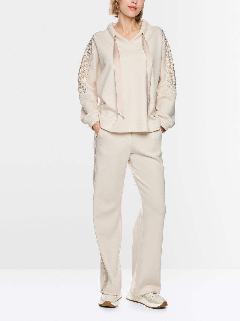 Marc Cain Oversized sweatshirt met hotfixsteentjes-77% katoen, 18% polyester, 5% elastaan-DAMES TRUIEN & VESTEN-Room