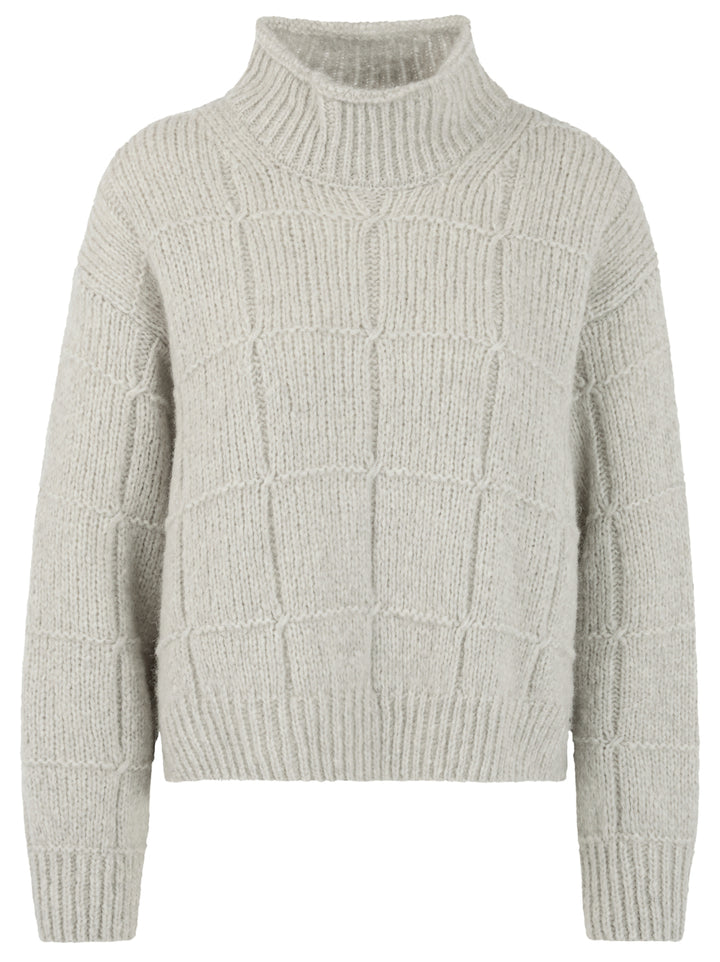 Marc Cain Oversized Trui met Col – Grijs-45% wol, 30% alpaca, 25% polyamide-DAMES TRUIEN & VESTEN-Grijs