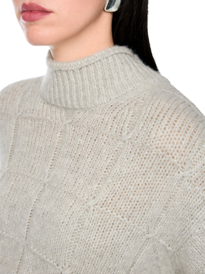 Marc Cain Oversized Trui met Col – Grijs-45% wol, 30% alpaca, 25% polyamide-DAMES TRUIEN & VESTEN-Grijs