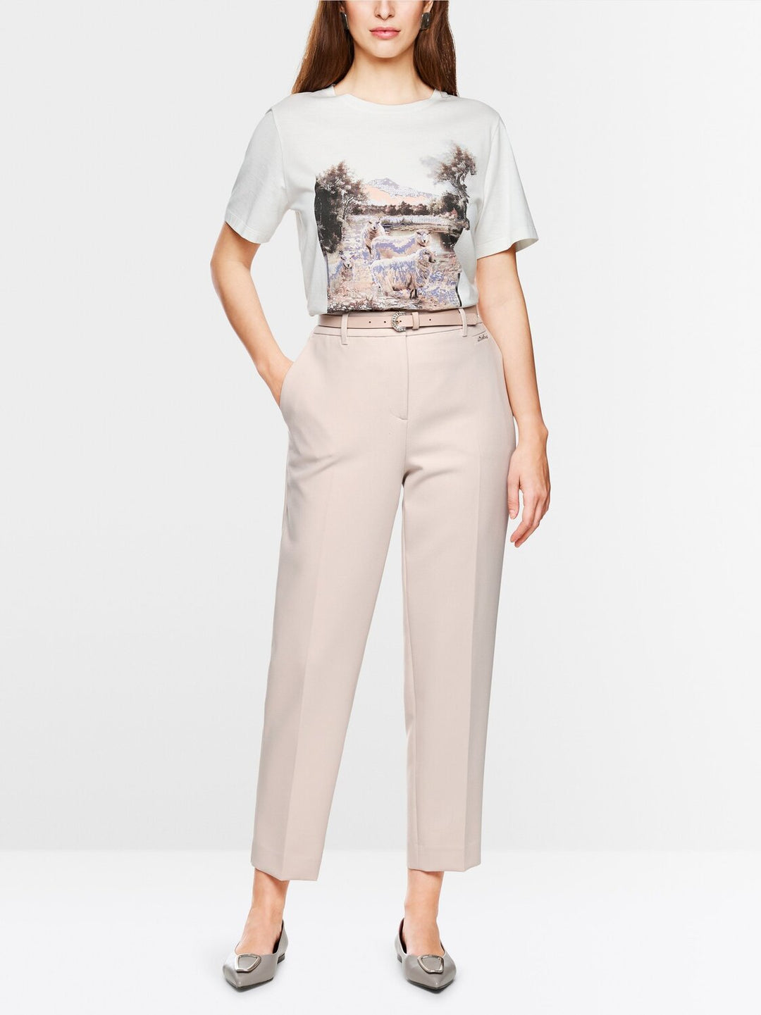 Marc Cain Pantalon Fordon – Light Desert Taupe-71% polyester, 22% viscose. 7% elasthaan -DAMES BROEKEN-Roze