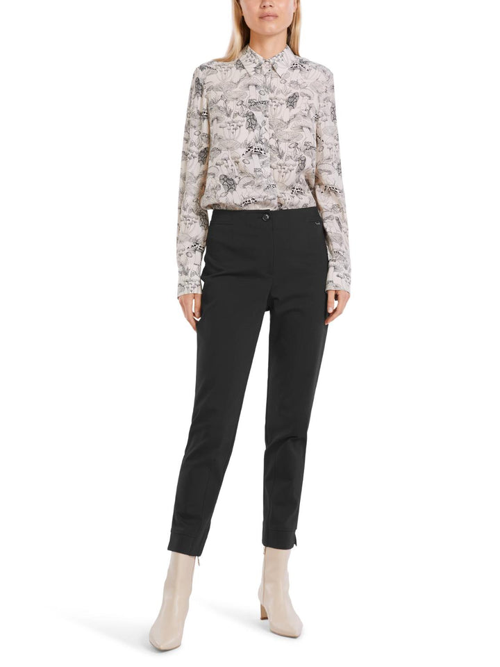 Marc Cain pantalon SPLIT-78% katoen, 17% polyamide, 5% elastisch-DAMES BROEKEN-Zwart