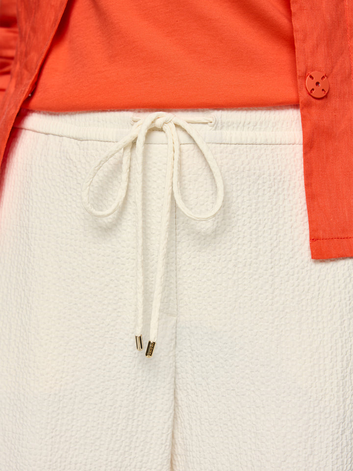 Marc Cain Pantalon WASHINGTON met structuur – Room-54% viscose, 45% polyester, 1% elastaan-DAMES BROEKEN-Room