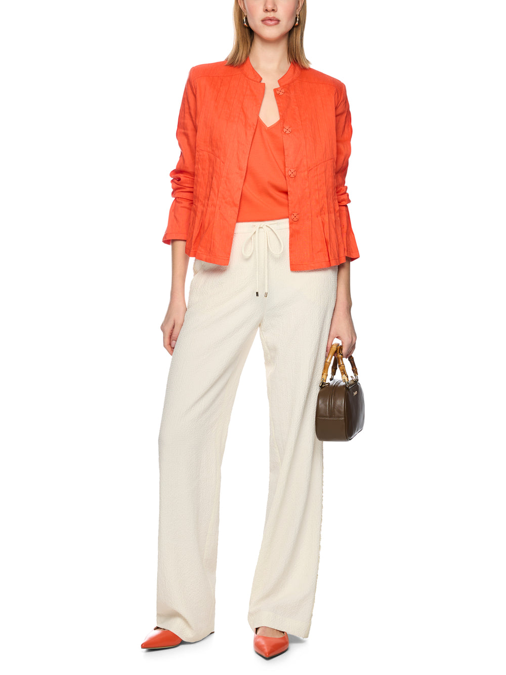 Marc Cain Pantalon WASHINGTON met structuur – Room-54% viscose, 45% polyester, 1% elastaan-DAMES BROEKEN-Room
