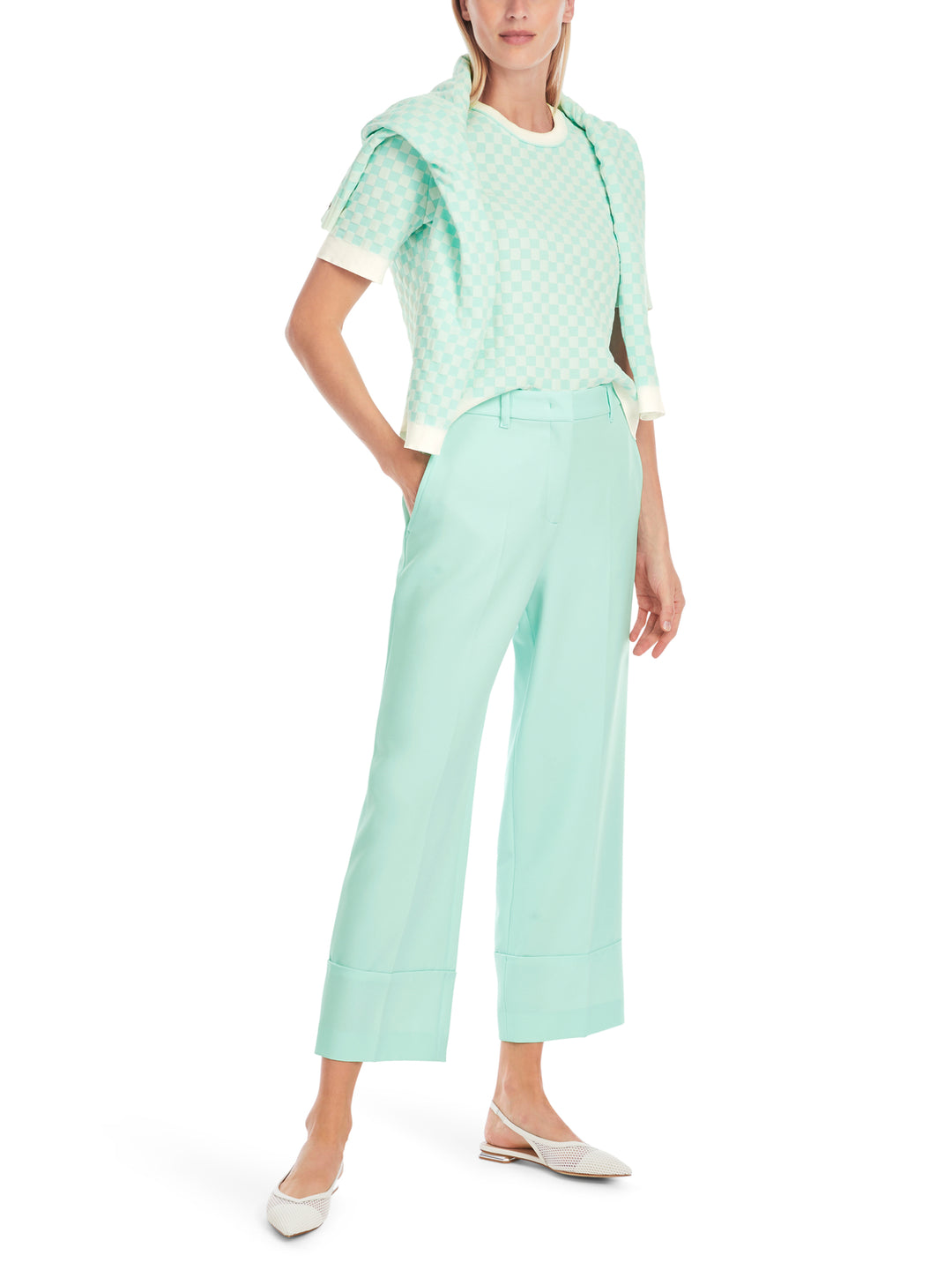 Marc Cain pantalon WUKARI-91% polyester, 9% elastaan-DAMES BROEKEN-Groen