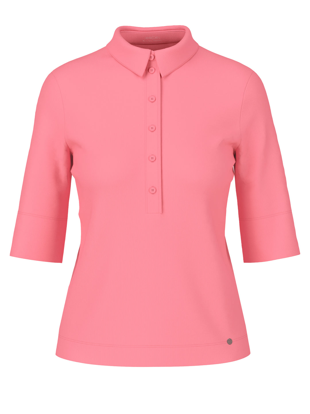 Marc Cain Polo shirt van katoenrib in uni-Materiaal<br />alg.: 94% katoen, 6% elastaan-DAMES TOPS & BLOUSES-Roze