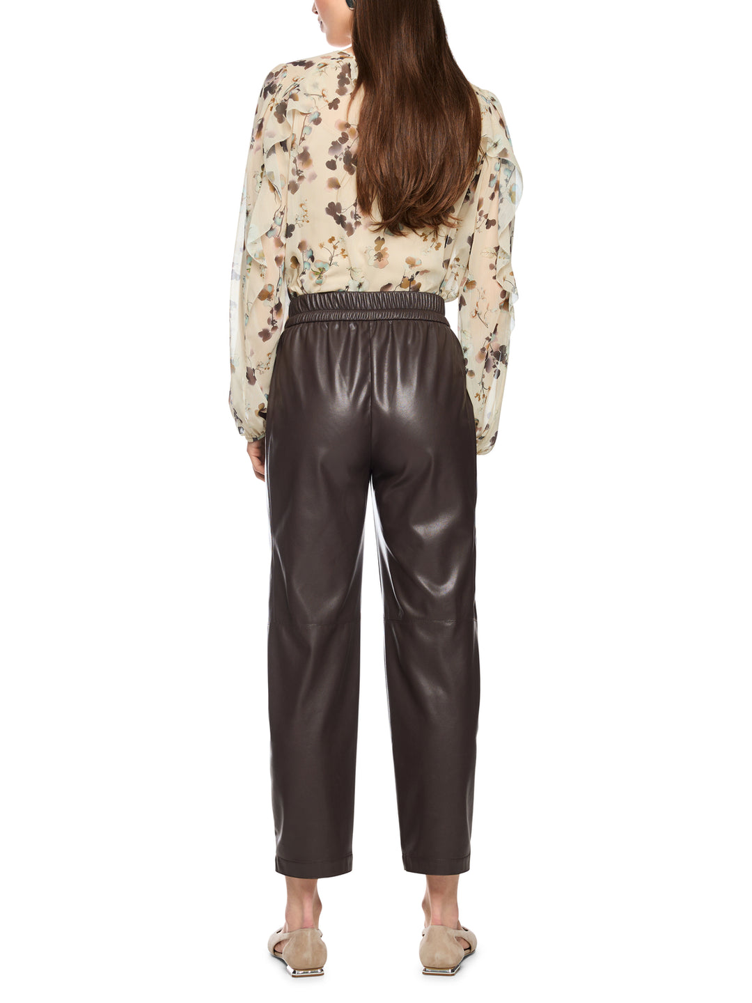 Marc Cain RANCHI Pull-On Pantalon Relaxed Fit-100% polyester-DAMES BROEKEN-Bruin