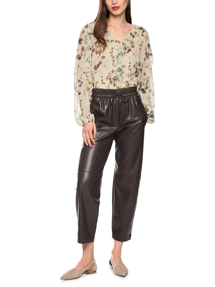 Marc Cain RANCHI Pull-On Pantalon Relaxed Fit-100% polyester-DAMES BROEKEN-Bruin