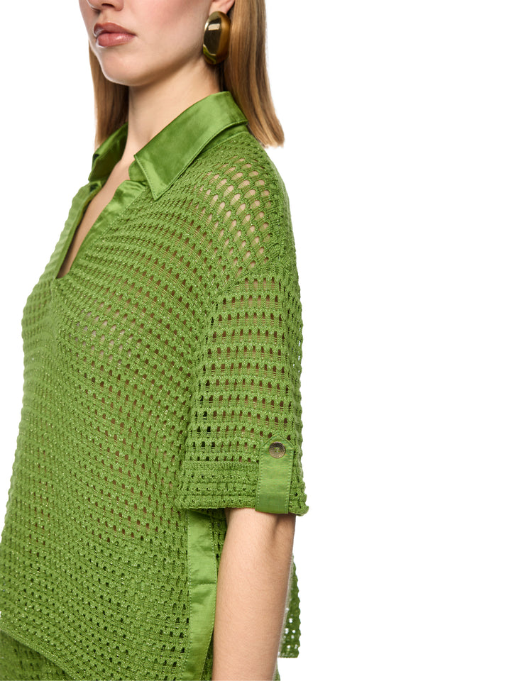 Marc Cain 'Rethink Together' trui – Groen-74% katoen, 21% viscose, 5% metallic polyester-DAMES TRUIEN & VESTEN-Groen