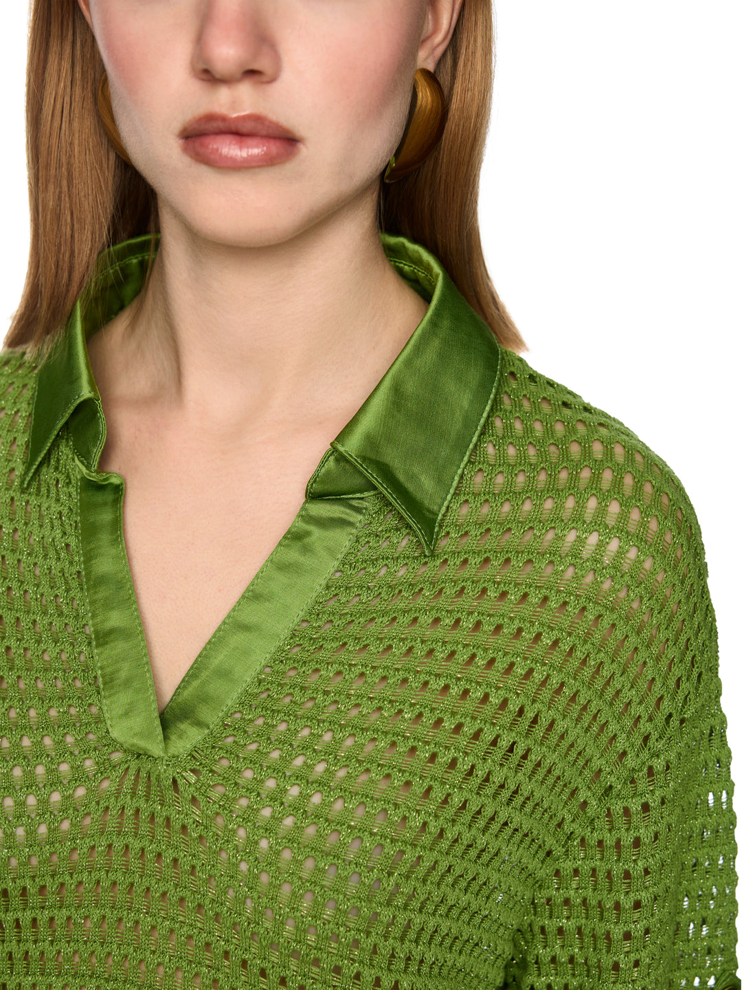 Marc Cain 'Rethink Together' trui – Groen-74% katoen, 21% viscose, 5% metallic polyester-DAMES TRUIEN & VESTEN-Groen