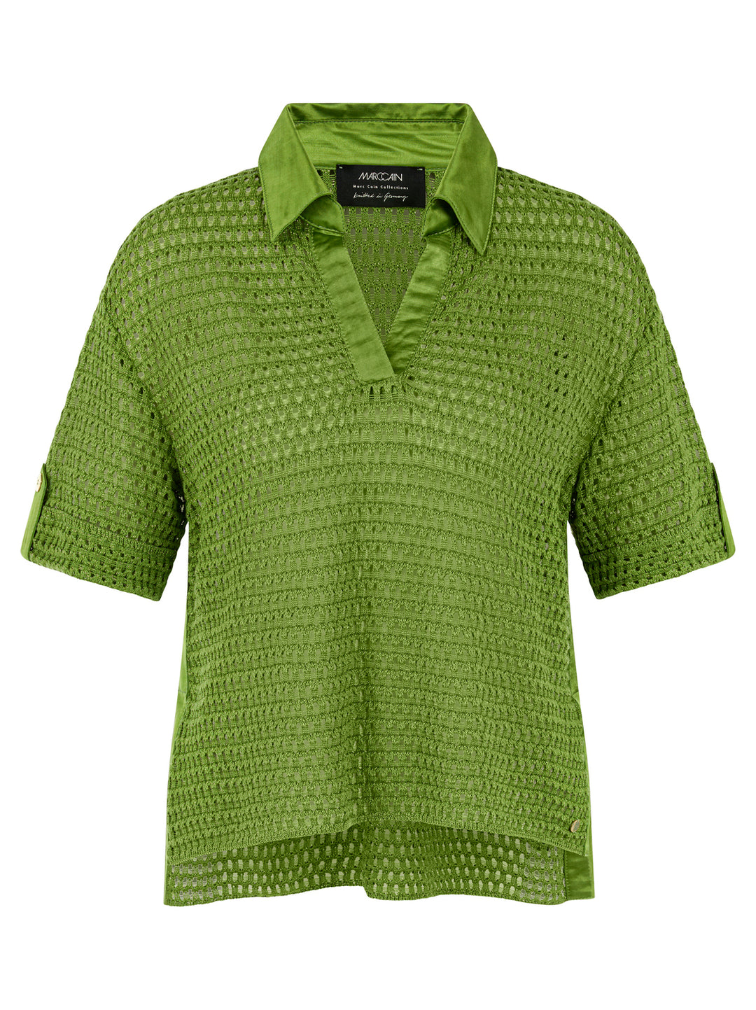 Marc Cain 'Rethink Together' trui – Groen-74% katoen, 21% viscose, 5% metallic polyester-DAMES TRUIEN & VESTEN-Groen