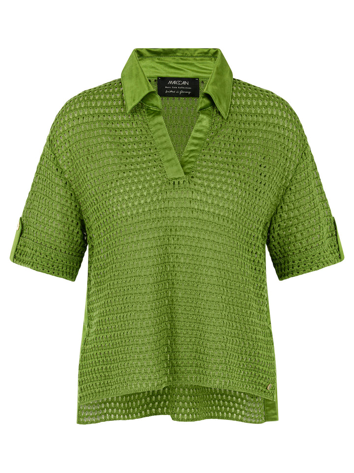 Marc Cain 'Rethink Together' trui – Groen-74% katoen, 21% viscose, 5% metallic polyester-DAMES TRUIEN & VESTEN-Groen