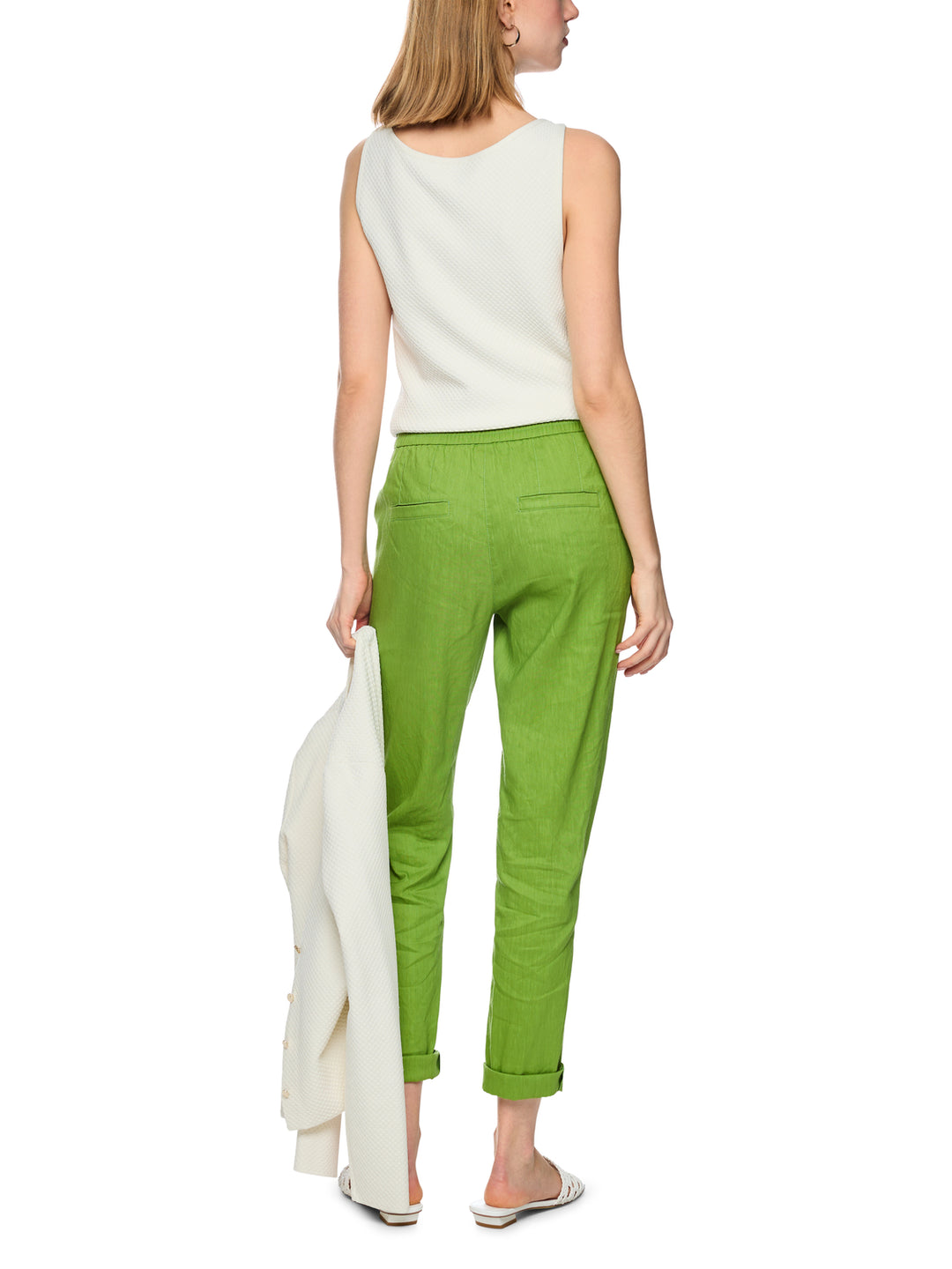 Marc Cain Rhodos Pantalon – Groen-62% linnen, 35% viscose, 3% elastaan-DAMES BROEKEN-Groen