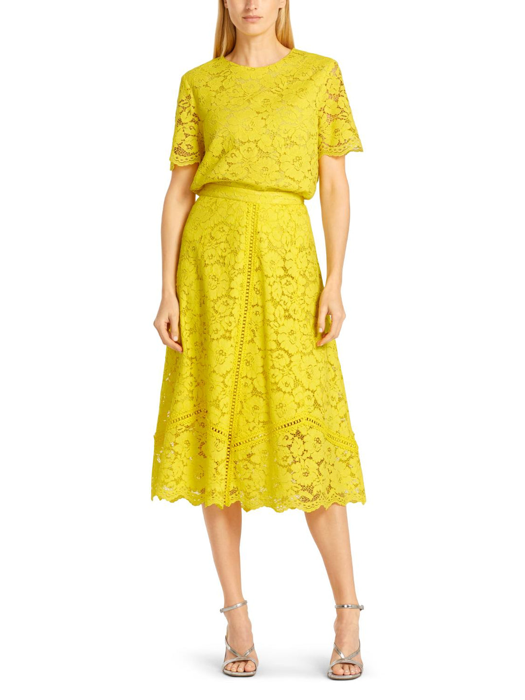 Marc Cain rok kanten stof-voering: 60% viscose, 40% katoen<br />alg.: 45% katoen, 33% polyamide, 22% viscose-DAMES ROKKEN-Geel