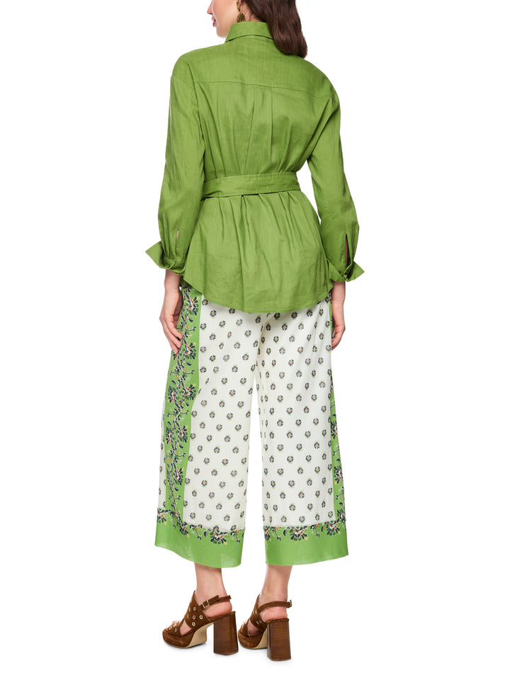 Marc Cain Safari blouse – Groen-62% linnen, 35% viscose, 3% elastaan-DAMES TOPS & BLOUSES-Groen