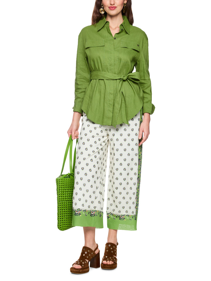 Marc Cain Safari blouse – Groen-62% linnen, 35% viscose, 3% elastaan-DAMES TOPS & BLOUSES-Groen