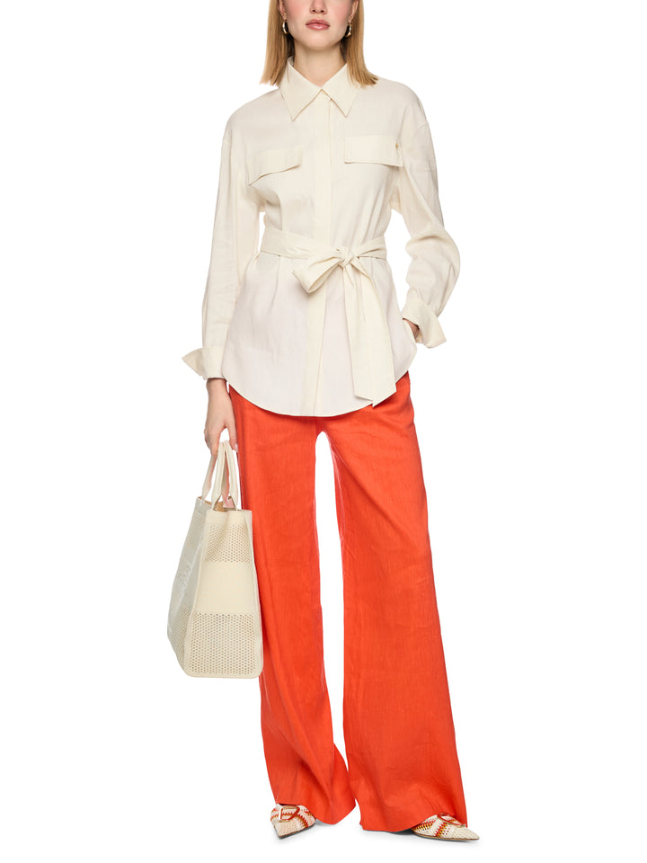Marc Cain Safari blouse – Room-62% linnen, 35% viscose, 3% elastaan-DAMES TOPS & BLOUSES-Room