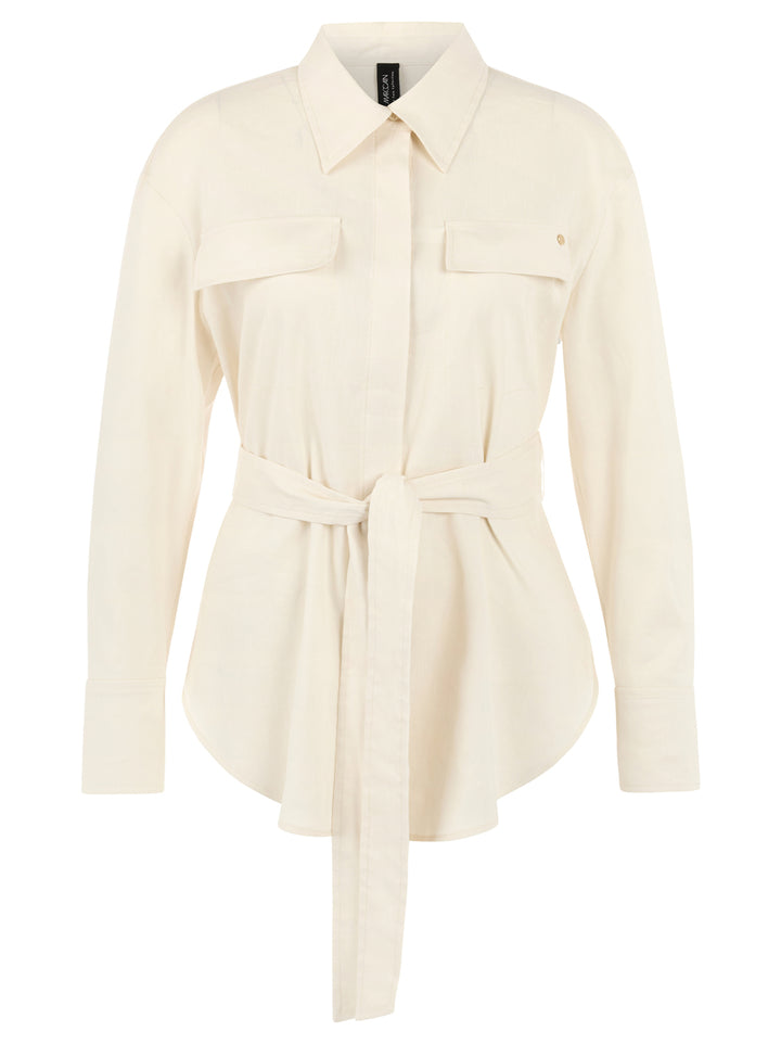 Marc Cain Safari blouse – Room-62% linnen, 35% viscose, 3% elastaan-DAMES TOPS & BLOUSES-Room