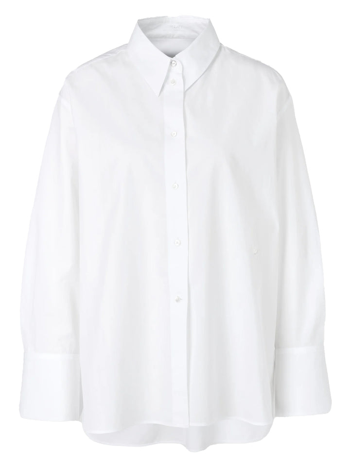 Marc Cain Shirt blouse met wikkeleffect-100% katoen-DAMES TOPS & BLOUSES-Wit