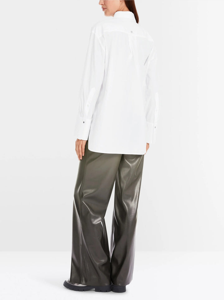 Marc Cain Shirt blouse met wikkeleffect-100% katoen-DAMES TOPS & BLOUSES-Wit