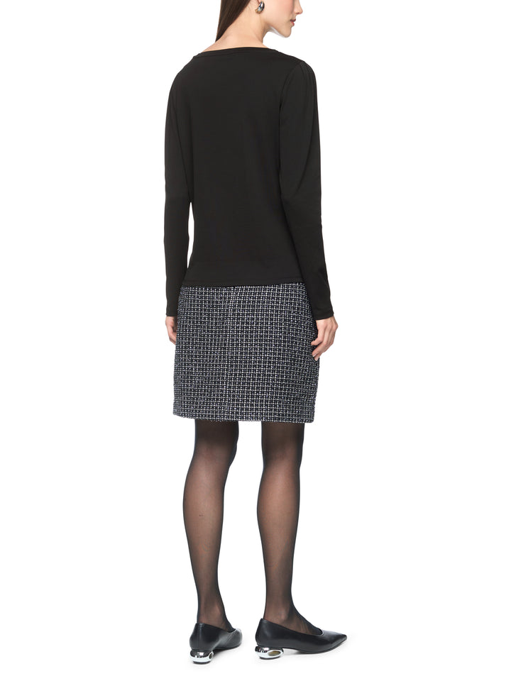 Marc Cain Shirt met Kettingdetail – Zwart-95% katoen, 5% elastaan-DAMES TOPS & BLOUSES-Zwart