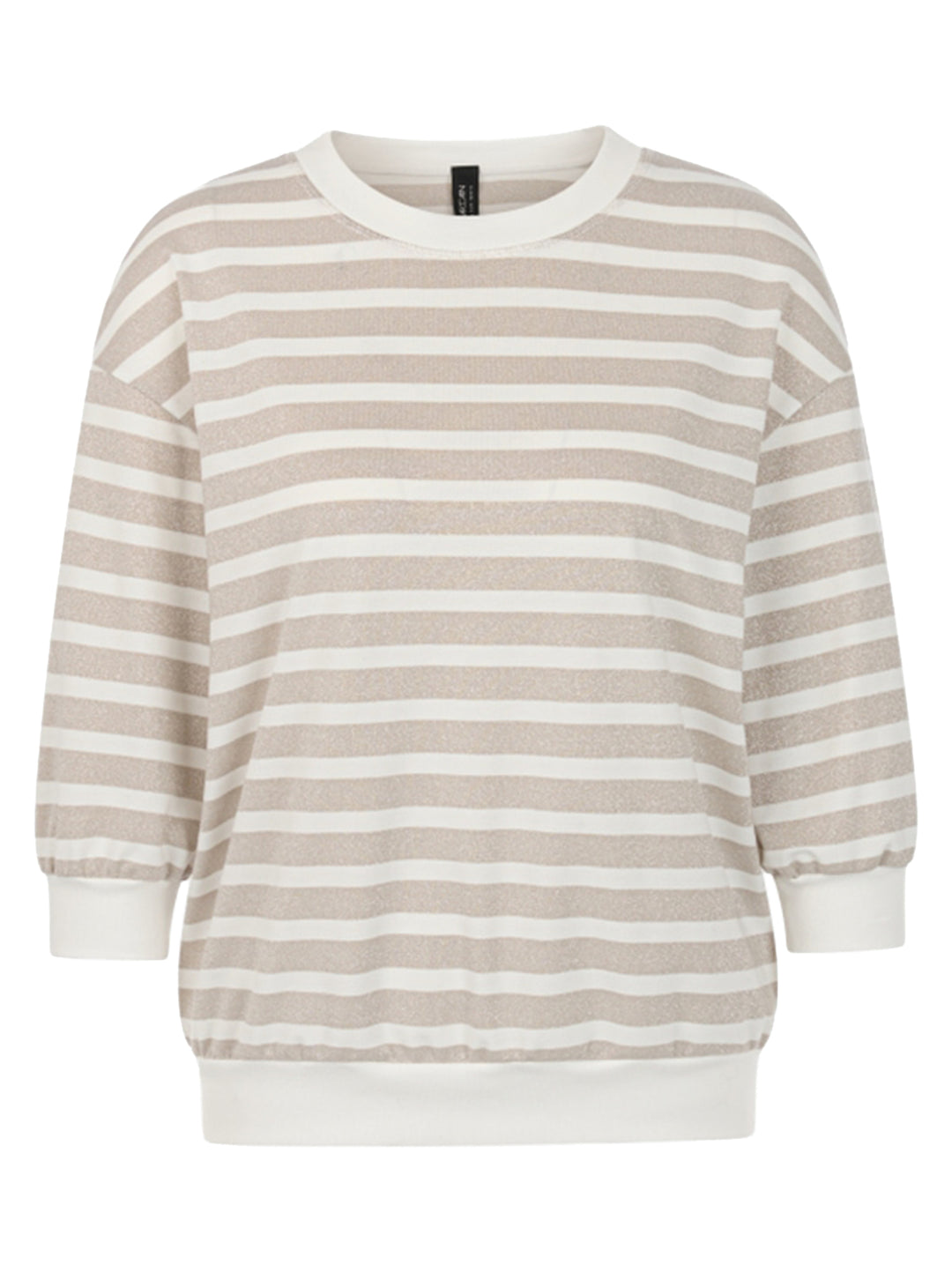 Marc Cain Shirt met lurexstrepen – Beige-77% polyester, 8% polyamide, 8% gemetalliseerd polyester, 7% elastaan-DAMES TOPS