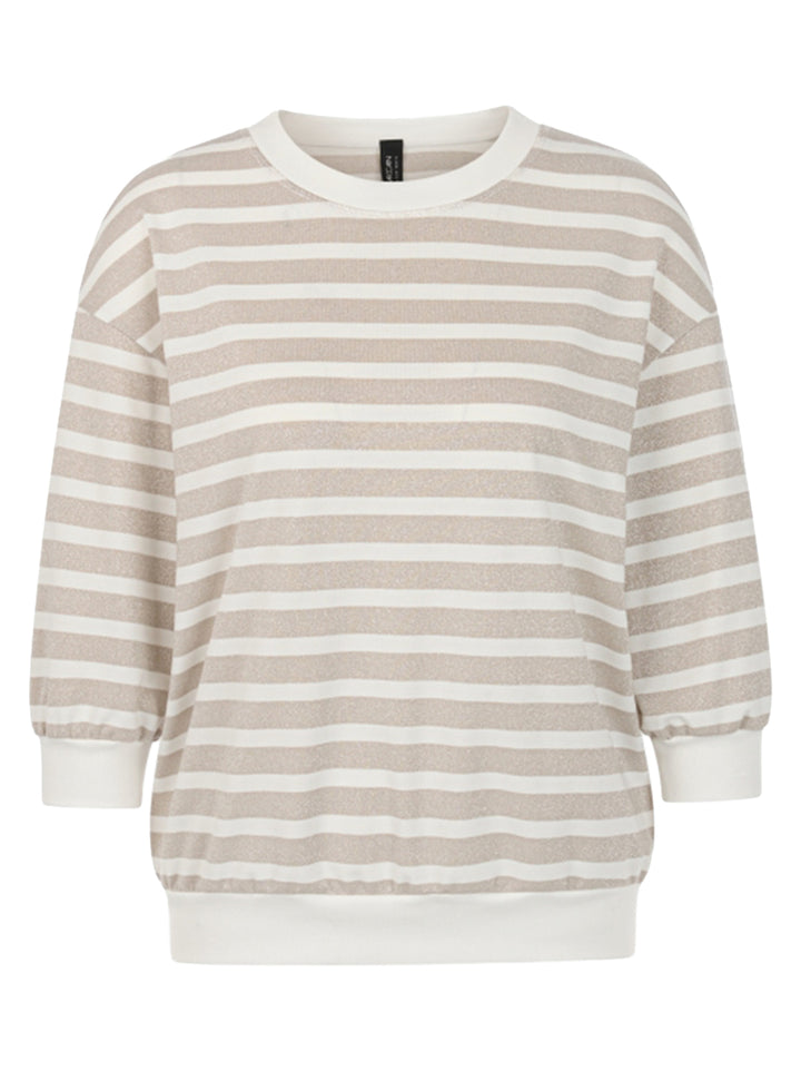 Marc Cain Shirt met lurexstrepen – Beige-77% polyester, 8% polyamide, 8% gemetalliseerd polyester, 7% elastaan-DAMES TOPS