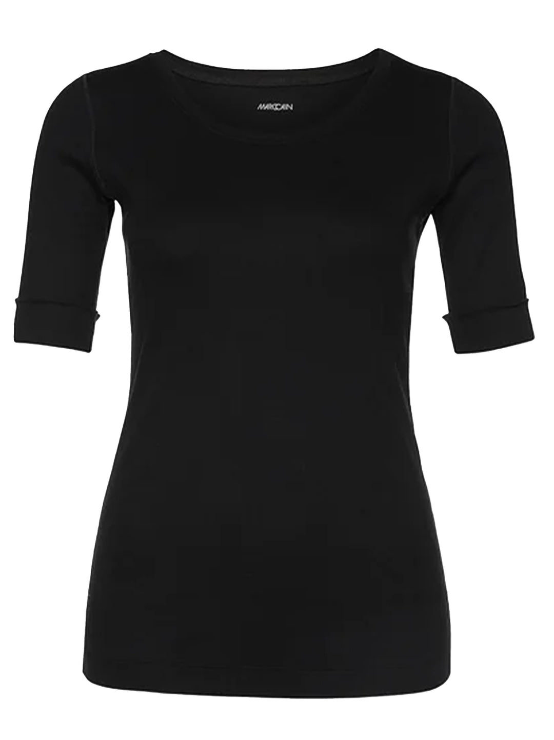 Marc Cain shirt met ronde hals zwart-94% katoen, 6% elastaan-DAMES TOPS & BLOUSES-Zwart