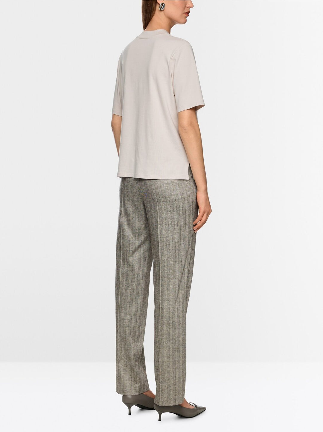 Marc Cain Shirt met Zijden Applicatie – Smoke-92% katoen, 8% elasthaan-DAMES TOPS & BLOUSES-Beige