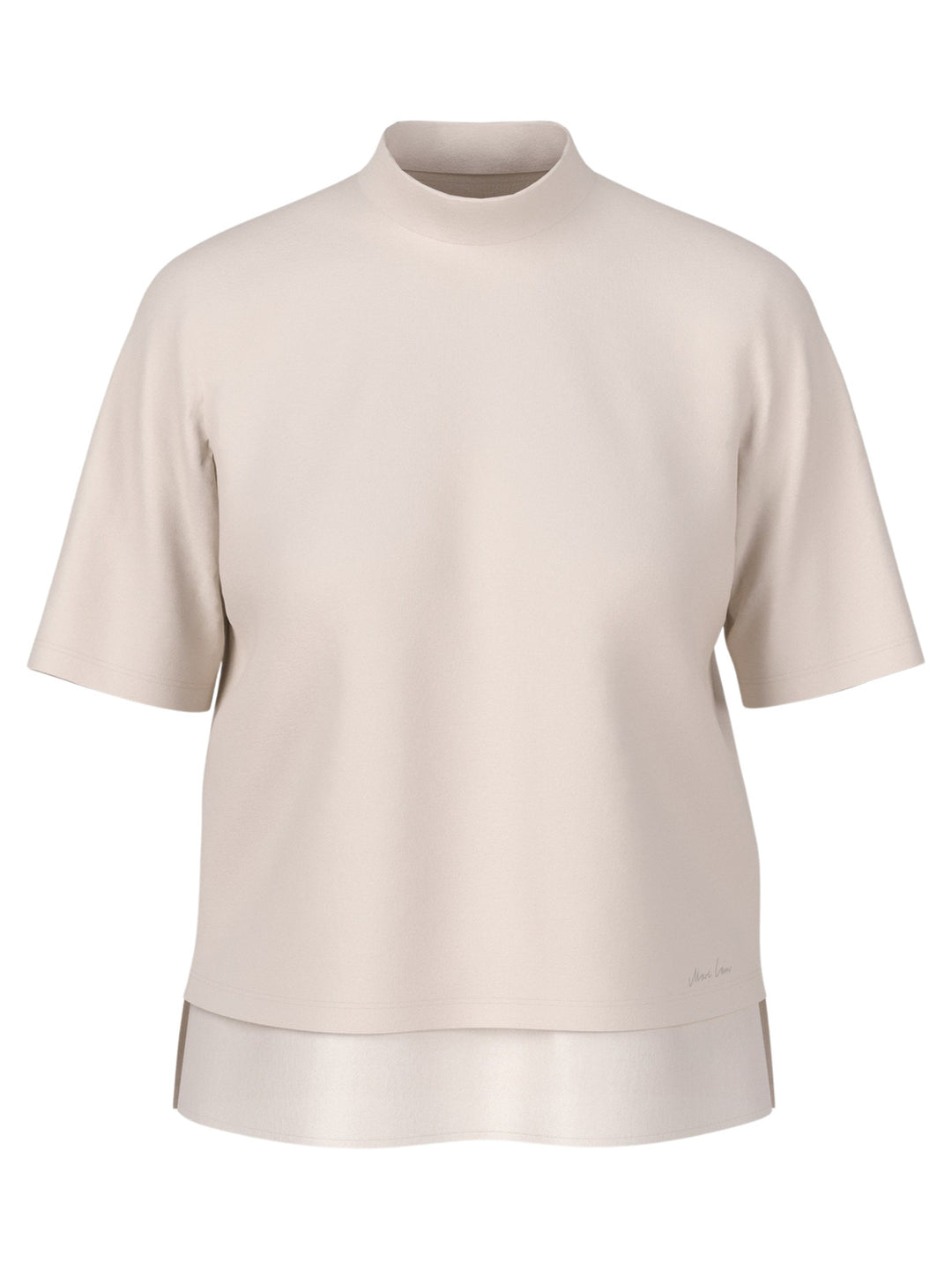 Marc Cain Shirt met Zijden Applicatie – Smoke-92% katoen, 8% elasthaan-DAMES TOPS & BLOUSES-Beige