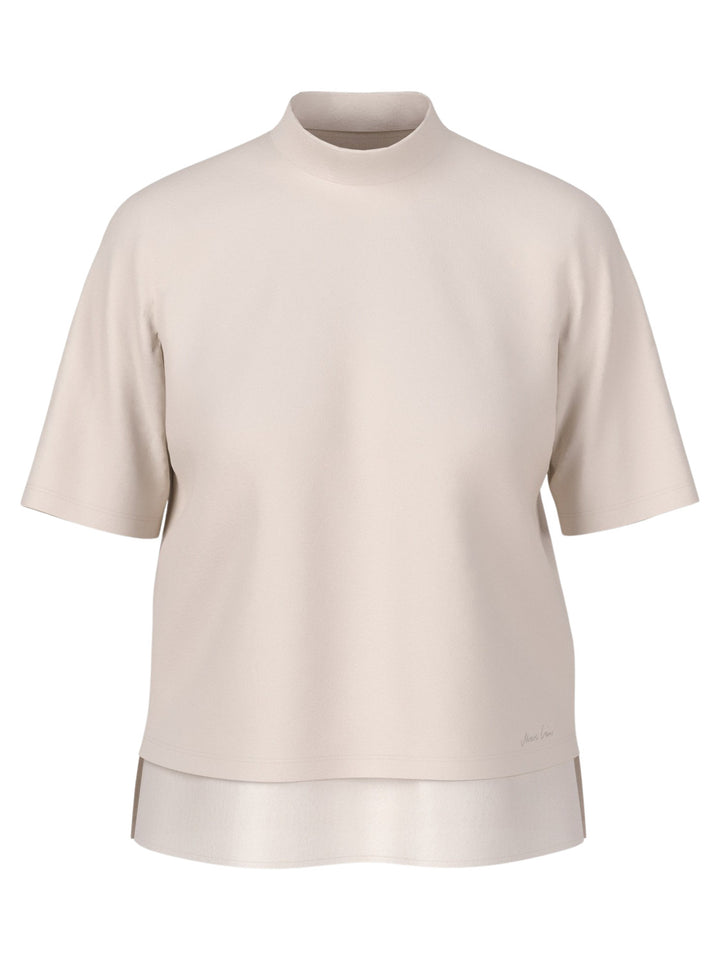 Marc Cain Shirt met Zijden Applicatie – Smoke-92% katoen, 8% elasthaan-DAMES TOPS & BLOUSES-Beige