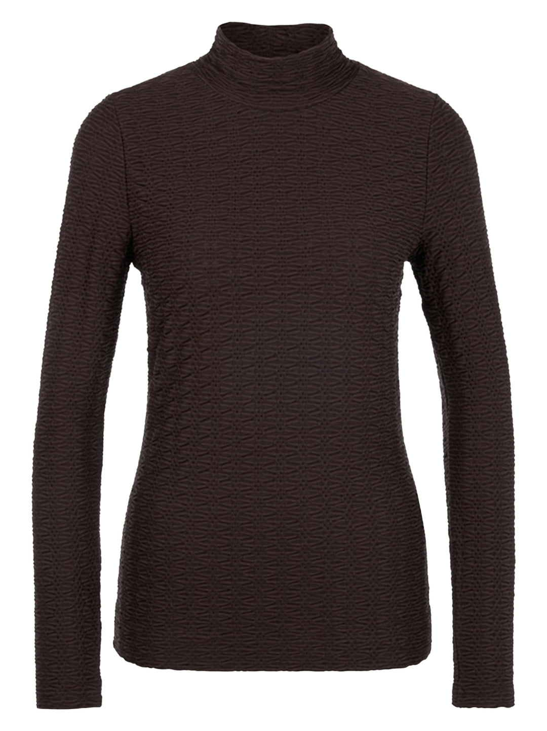Marc Cain Shirt van stretchviscose – Bruin-97% viscose, 3% elastaan-DAMES TOPS & BLOUSES-Bruin