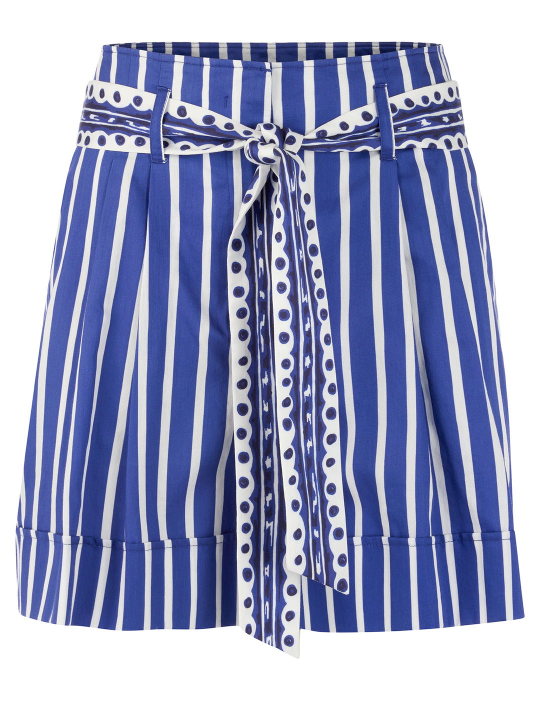 Marc Cain shorts Warangal met riem – Blauw-100% katoen-DAMES BROEKEN-Blauw