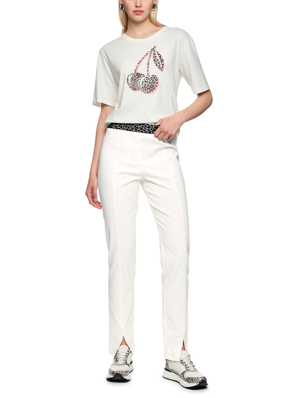 Marc Cain SIENA pantalon – Wit-50% katoen, 47% polyester, 3% elastaan-DAMES BROEKEN-Wit