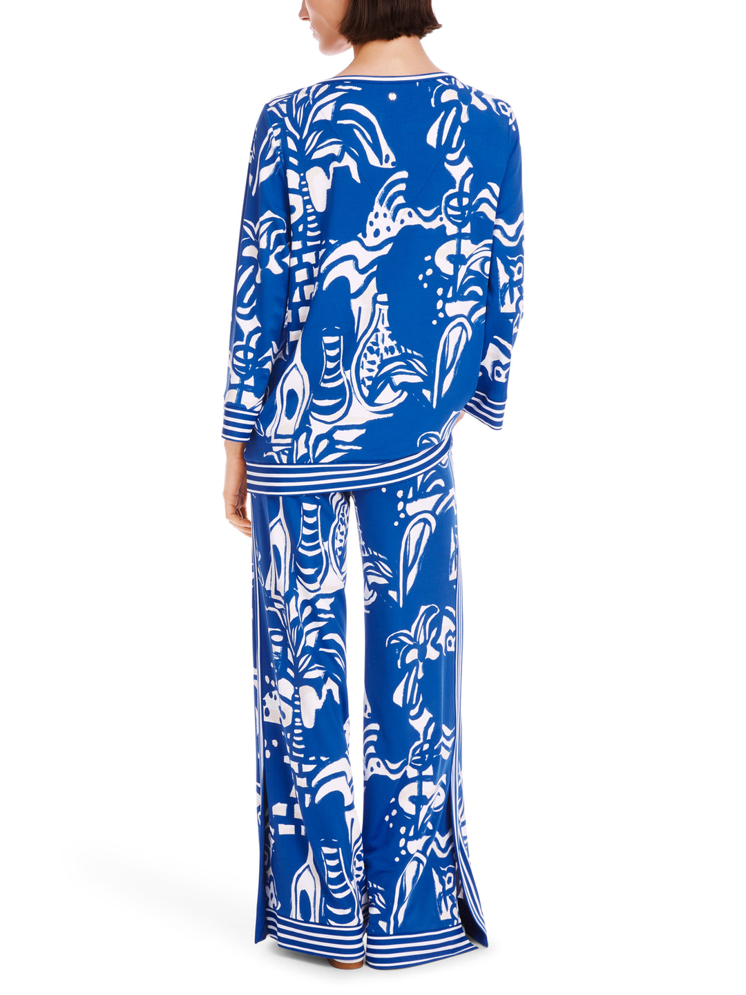 Marc Cain slip-on blouse met kraaltjes-DAMES TOPS & BLOUSES-Blauw