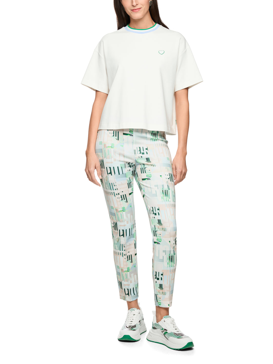 Marc Cain Sportief T‑Shirt Korte Mouw – Wit-47% katoen, 47% modal, 6% elastaan-DAMES TOPS & BLOUSES-Wit